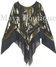 Maya Matazaro Layered Poncho Top Silk Burnout Velvet & Chiffon Red & Black