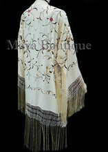 Silk Embroidered Fringe Jacket Kimono Flapper Coat Vanilla Maya Embroidery Coat