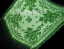 Green Piano Shawl Scarf Wrap All Beaded Silk Burnout Velvet Maya Matazaro