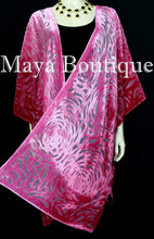 Pink Ombre Camellia Burnout Velvet Caftan Kimono Duster Hand Dyed Maya Matazaro