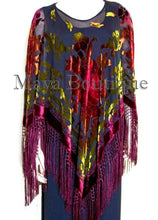 Tye Dye Poncho Shawl Top Silk Burnout Velvet Burgundy Multi Maya Matazaro