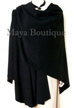 Cape Ruana Wrap Coat Black Cashmere Wool Blend USA Made Maya Matazaro