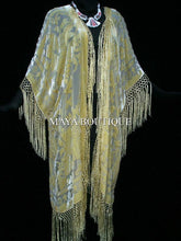 Kimono Fringe Jacket Opera Coat Silk Burnout Velvet Vanilla Maya Kimono Plus