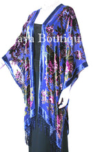 Caftan Kimono Duster Silk Burnout Velvet Royal Blue Gypsy Rose Maya Matazaro