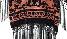 Tangerine & Black Fringe Jacket Kimono Bolero Silk Burnout Velvet Maya Matazaro
