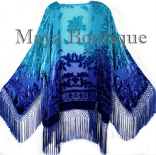 Wearable Art Silk Burnout Velvet Fringe Jacket Flapper Style Hand Dyed Maya Plus
