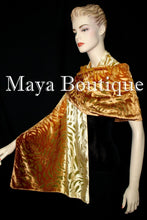 Maya Matazaro Hand Dyed Caramel Gold Camellia Shawl Wrap Scarf Burnout Velvet