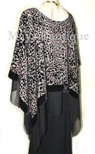 Maya Matazaro Layered Poncho Top Animal Print Burnout Velvet & Chiffon USA Made
