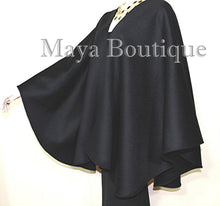 Luxurious Black Cape Ruana Wrap Coat Cashmere Camel hair Blend by Maya Matazaro
