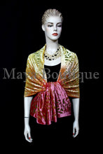Maya Matazaro Hand Dyed Orange Gold Camellia Shawl Wrap Scarf Burnout Velvet
