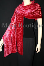 Maya Matazaro True Red Camellia Shawl Wrap Scarf Burnout Velvet Elegant!