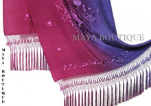 Embroidered Silk Wrap Shawl Scarf Hand Dyed Magenta Purple Maya Matazaro