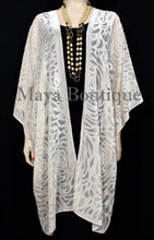 Ivory Pearl Camellia Burnout Velvet Caftan Kimono Jacket Maya Matazaro USA Made