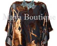 Caftan Dress Kimono Silk Burnout Velvet Copper Brown Hand Dyed Maya Matazaro