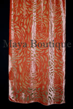 Maya Matazaro Tangerine Camellia Shawl Wrap Scarf Burnout Velvet Elegant!
