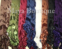 Navy Blue Shawl Scarf Wrap Silk Burnout Velvet Triangle Ruffles Maya Matazaro