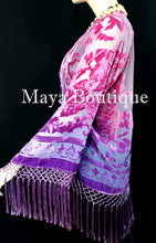 Wearable Art Hand Dyed Velvet Kimono Fringe Jacket Grape Wine Maya Matazaro