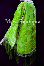Fringe Jacket Short Kimono Duster Silk Burnout Velvet Lime Maya Boutique