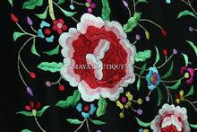 Embroidered Silk Piano Shawl Wrap Flamenco Roses Black Fringe 61" Maya Matazaro