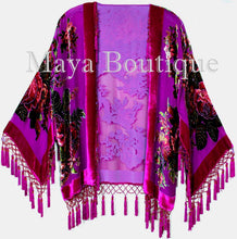 Pink Gypsy Rose Jacket Short Kimono Beaded Silk Burnout Velvet Maya Matazaro