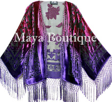 Art to Wear Burnout Velvet Kimono Jacket Hand Dyed Violet Magenta Maya Matazaro