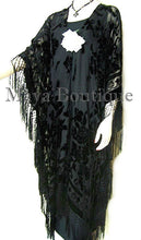 Caftan Duster Fringe Jacket Kimono Opera Coat Black Burnout Velvet Maya Matazaro