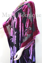 Caftan Dress Kimono Silk Burnout Velvet MAYA Dyed Stained Glass Orchid & Purple