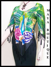 Silk Top Peacock Painted & Beaded Black Multi S Maya Matazaro