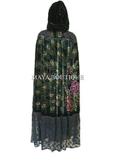 Cloak Opera Cape Peacock Victorian Style Beaded Velvet Lace Lined Black Maya