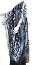 Silver Gray Caftan Duster Fringe Jacket Kimono Burnout Velvet Maya Matazaro