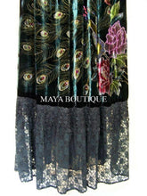 Cloak Opera Cape Peacock Victorian Style Beaded Velvet Lace Lined Black Maya
