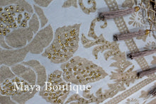 Beige Piano Shawl Scarf Wrap All Beaded Silk Burnout Velvet Maya Matazaro