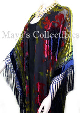 Maya Matazaro Tye Dye Pink Gold Blue Fringe Kimono Burrnout Velvet Jacket Coat