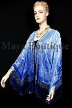 Wearable Art Blue Ombre Velvet Kimono Jacket Hand Dyed Short Maya Matazaro