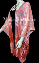 Orange Ombre Camellia Burnout Velvet Caftan Kimono Jacket Hand Dye Maya Clothing