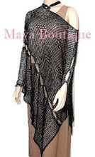 Black Crochet Poncho Top Asymmetrical Rayon-Silk Maya Matazaro One Size