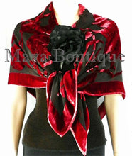 Piano Shawl Wrap Scarf Silk Burnout Velvet Red & Black No Fringe Maya Matazaro