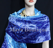 Maya Matazaro Hand Dyed Turquoise Blue Camellia Shawl Wrap Scarf Burnout Velvet