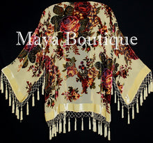 Victorian Rose Jacket Short Kimono Beaded Silk Velvet Vanilla Maya Matazaro