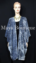 Dusk Gray Camellia Burnout Velvet Caftan Kimono Jacket Maya Matazaro Hand Dyed