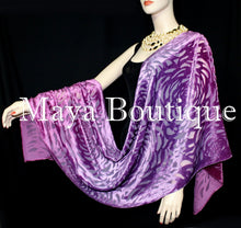 Maya Matazaro Hand Dyed Purple Mulberry Camellia Shawl Wrap Scarf Burnout Velvet