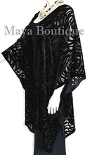 Black Camellia Burnout Velvet Caftan Kimono Duster Jacket Maya Matazaro USA Made