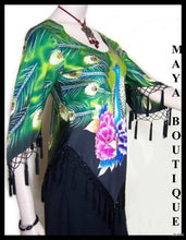 Silk Top Peacock Painted & Beaded Black Multi S Maya Matazaro
