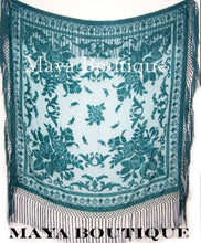 Piano Shawl Wrap Scarf Silk Burnout Velvet Ice Blue Maya Boutique