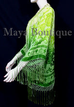 Maya Matazaro Greenery Ombre Burnout Velvet Kimono Jacket Hand Dye Wearable Art