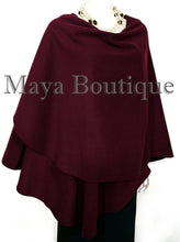Bordo Cape Ruana Wrap Coat Cashmere Wool Blend by Maya Matazaro Made in USA