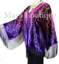 Art to Wear Burnout Velvet Kimono Jacket Hand Dyed Violet Magenta Maya Matazaro