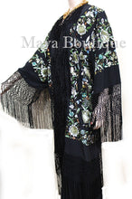 Embroidered Flamenco Silk Opera Coat Kimono Jacket Floral Birds Maya Matazaro