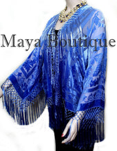 Wearable Art Blue Ombre Velvet Kimono Jacket Hand Dyed Short Maya Matazaro
