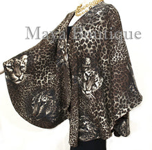 Reversible Wool Cashmere Cape Ruana Coat Animal Print  Solid Brown Maya Matazaro